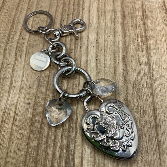 Kathy Van Zeeland Silver Tone Heart Key Chain Purse Charms - Picture 1 of 5